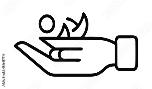 Hand holding a growing plant and coins symbolizing investment and growth