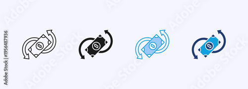 Cashflow Icon Set Multiple Style Collection Element For Design