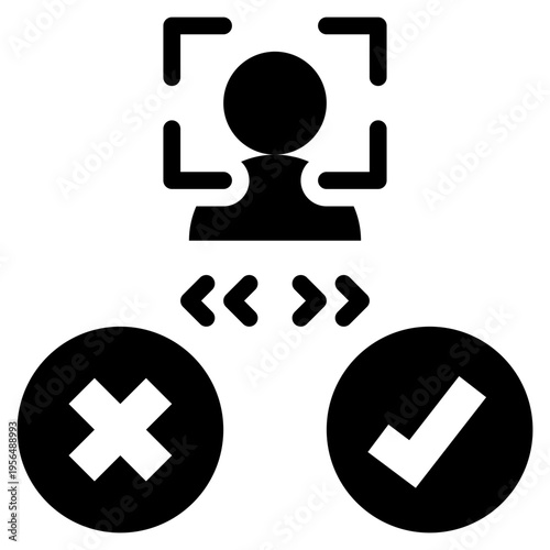 face scan check cyber online security privacy protection solid glyph icon