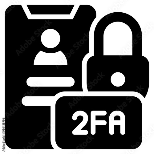 2fa otp number lock personal privacy protection solid glyph icon