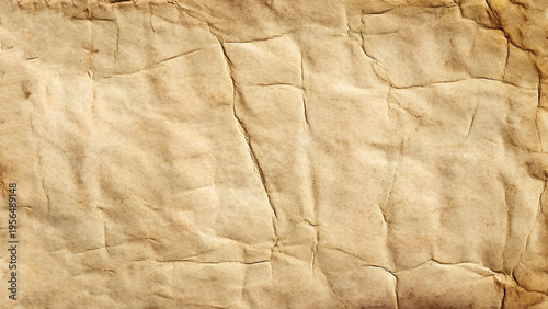 Sheet of old grungy crumpled paper background. View of a crumpled brown paper texture, ideal for various design projects, background