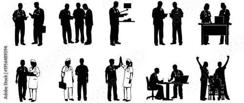 Creative Title: Strategic Clinical Synergy and Vital Medical Team Consultation Silhouettes