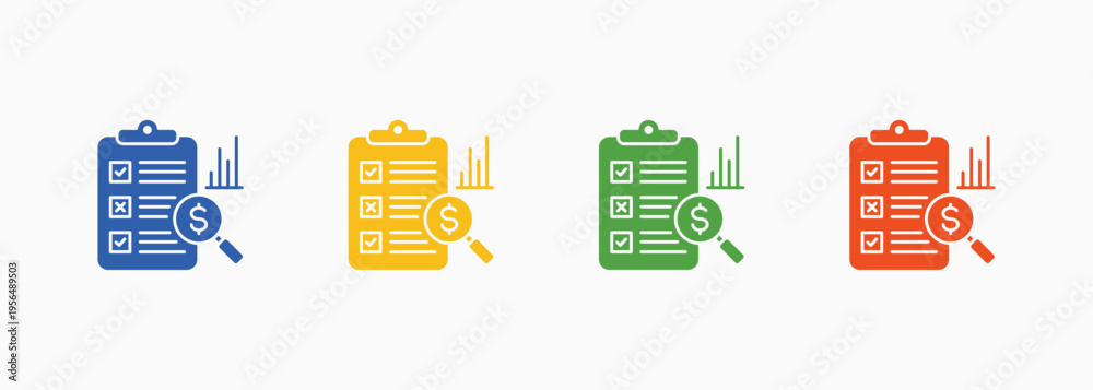 Fototapeta premium Valuation Icon Set Color Multiple Style Collection Element For Design