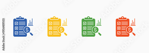Valuation Icon Set Color Multiple Style Collection Element For Design