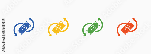 Cashflow Icon Set Color Multiple Style Collection Element For Design
