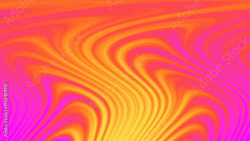 Abstract optical illusion background with orange yellow pink flowing wavy lines, psychedelic fluid motion, and vibrant geometric decorative layout