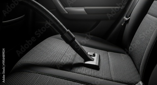 car interior cleaning with vacuum cleaner on seat