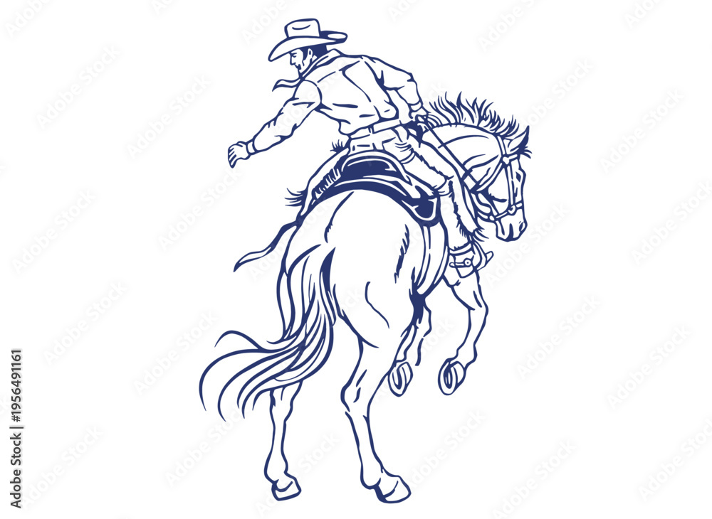 Fototapeta premium Retro cowboy horse artwork. Western rodeo design. Cowboy graphic print. Western vintage artwork. T shirt print design.