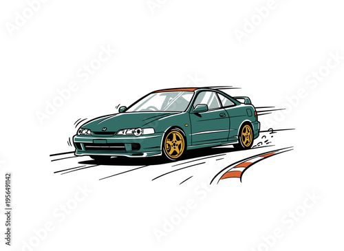 Sport car print design for t shirt print.. Speed racing poster design.. Road speed graphic print.. Extreme racing.. Fast wheels challenge.