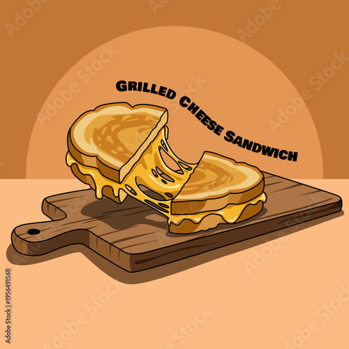 Artistic levitation of a golden gooey grilled cheese sandwich masterpiece on rustic wood. National Grilled Cheese Sandwich Day, April 12th