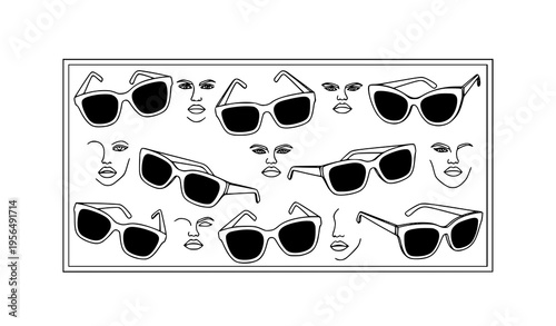 Stylish sunglasses fashion outline vector confident attitude and modern accessories