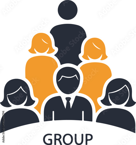 Diverse team of professionals in hierarchical group structure with leader concept flat icon illustration
