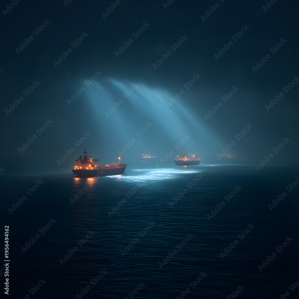 Fototapeta premium Strait of Hormus and lots of cargo ships
