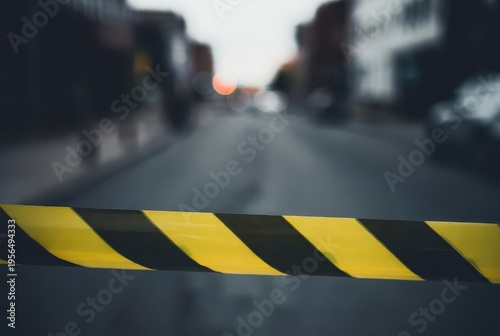 Investigation of a thriller scene at crime scene urban environment close-up view