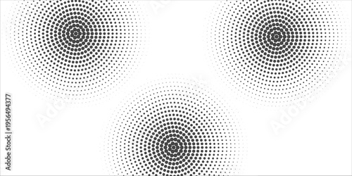 Set of halftone dots gradient pattern texture isolated on white background. Straight dotted spots using halftone circle dot raster texture. Vector blot half tone collection.