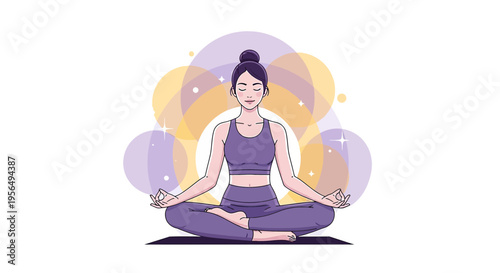 Meditative yoga session with a woman finding inner peace and spiritual balance through mindful