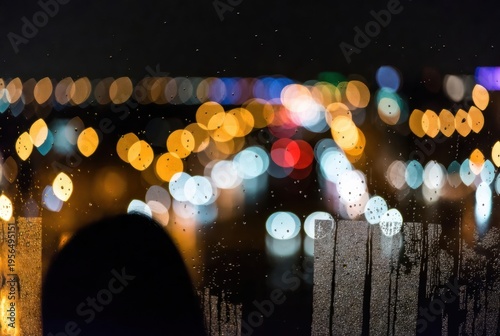 Thriller investigation at night cityscape bokeh lights urban perspective