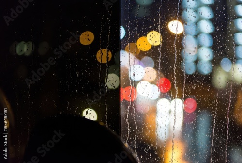 Investigation thriller at night cityscape rainy window urban environment