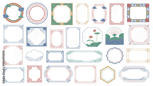 Collection of various ornate frames and borders in different shapes and colors  decorative elements