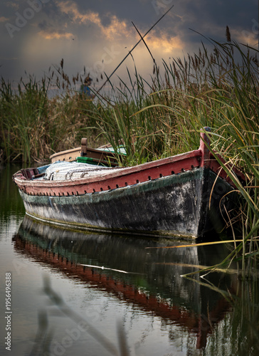 Boats in the Albufera of Valencia (Spain)	