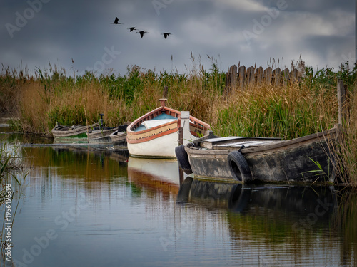 Boats in the Albufera of Valencia (Spain)	