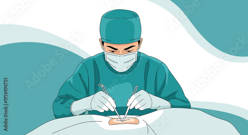 Surgeon performing operation with precision, illustrating healthcare professionals in medical