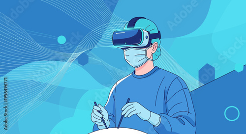 Surgeon using virtual reality for precision in medical simulations and advanced research