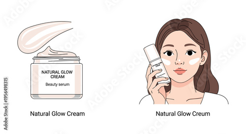 Woman applying natural glow cream in soft warm lighting for beauty product advertising