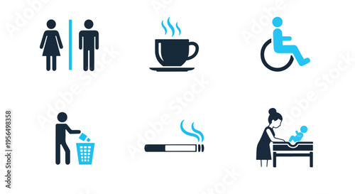 diverse accessibility icons set flat design - Minimalist, flat icon, outline, glyph, linear, clipart, sticker - icon set