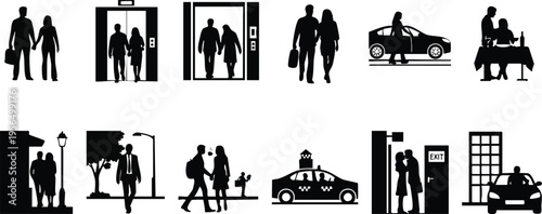 Creative Title: Urban Journey Intersections and Executive Commuter Connection Silhouettes