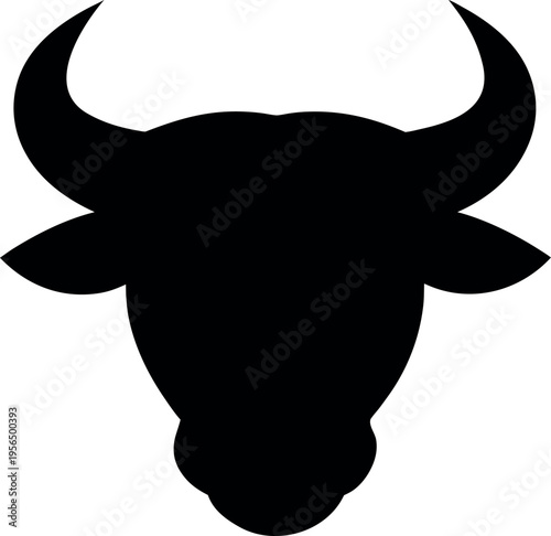 Strong bold bull head silhouette illustration