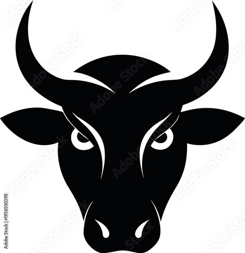 Bold symmetrical bull head graphic illustration