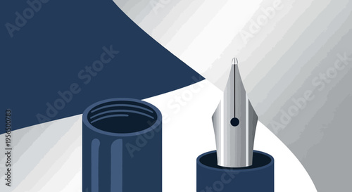 Stylized Fountain Pen Illustration on Abstract Background for Creative Arts Design