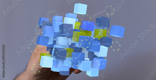 3D render of a hand holding...