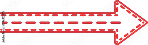 A red dashed arrow points to the right on a white background with dotted lines.