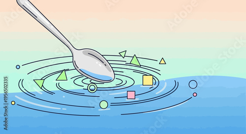 Spoonful of serenity: Artistic abstraction of ripples and geometric shapes in water