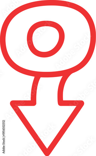 Free Download A red arrow points down from a location marker icon on a white background. - GFXLoad