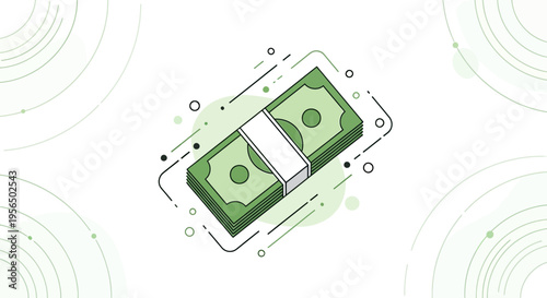 Stylish illustration featuring a stack of banknotes, financial design concept money stacks