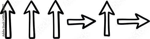 Graphic illustration of multiple arrows pointing up and to the side in different directions
