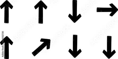 Arrows point up, down, left, and right in a directional illustration.