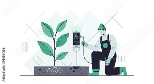 Smart agriculture technology to measuring soil moisture levels with modern device for plant grow