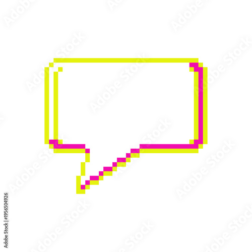 Neon Pixel Art Retro Game Dialog Boxes, Speech Bubble, Chat Balloons, Message Clouds with Arrows. Vector Illustration in Pixel Art