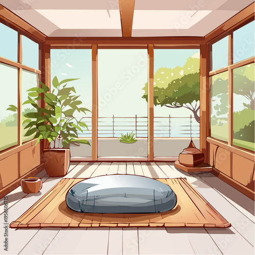 Minimalistische Japandi Meditationsecke mit ruhiger Atmosphäre