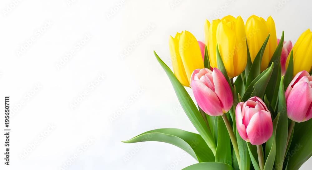 Naklejka premium Vibrant tulips celebrating may day and labor day with colorful blooms