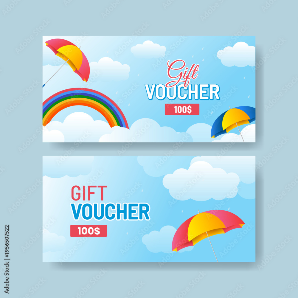 Naklejka premium Monsoon sale discount voucher set. Monsoon banner, rainy background