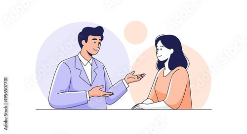 Professional consultation: A man and woman engaged in a productive and positive conversation in