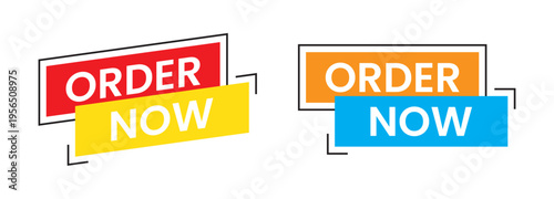 Order Now CTA Buttons Set Colorful Geometric Sale Banner Modern Design