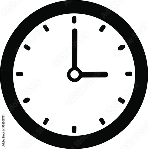 Analog clock icon showing 3:00 with hour and minute hands for time learning, punctuality, and schedule design themes