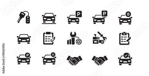 Car service icons set vector auto repair transport maintenance symbols car sharing icons