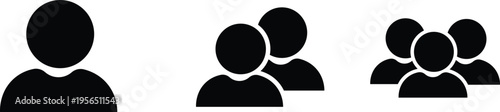 Group of people icons in black silhouette
